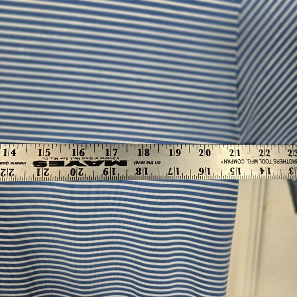 Straight Down Golf Polo Shirt Medium Men's Blue White Striped Short Sleeve - Picture 7 of 8